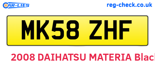 MK58ZHF are the vehicle registration plates.