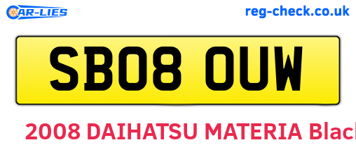 SB08OUW are the vehicle registration plates.