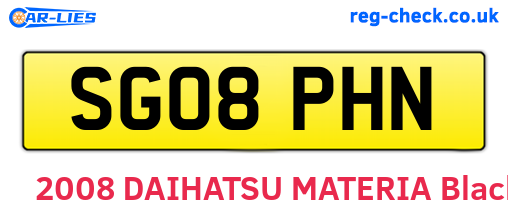 SG08PHN are the vehicle registration plates.