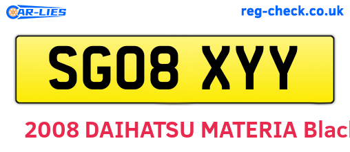 SG08XYY are the vehicle registration plates.