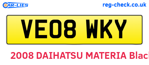 VE08WKY are the vehicle registration plates.