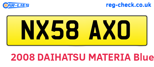 NX58AXO are the vehicle registration plates.