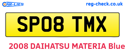 SP08TMX are the vehicle registration plates.