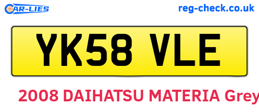 YK58VLE are the vehicle registration plates.