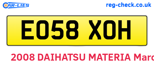 EO58XOH are the vehicle registration plates.