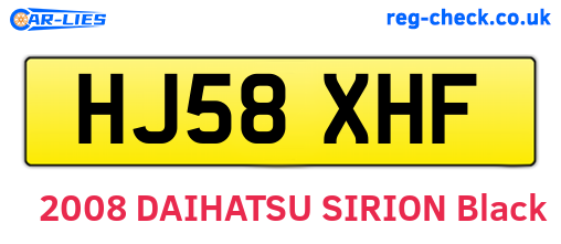 HJ58XHF are the vehicle registration plates.