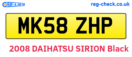 MK58ZHP are the vehicle registration plates.