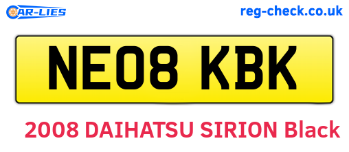 NE08KBK are the vehicle registration plates.