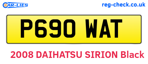 P690WAT are the vehicle registration plates.