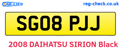 SG08PJJ are the vehicle registration plates.