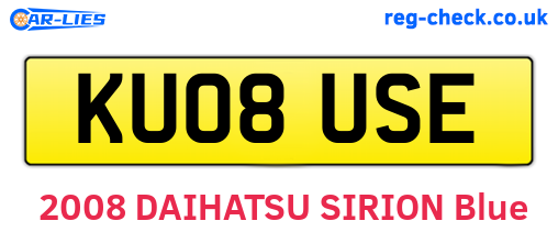 KU08USE are the vehicle registration plates.
