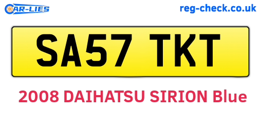 SA57TKT are the vehicle registration plates.
