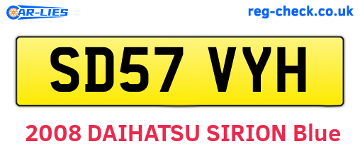 SD57VYH are the vehicle registration plates.