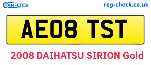 AE08TST are the vehicle registration plates.