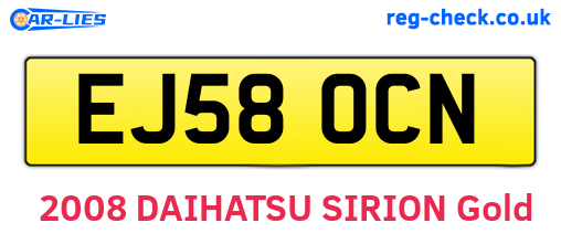 EJ58OCN are the vehicle registration plates.