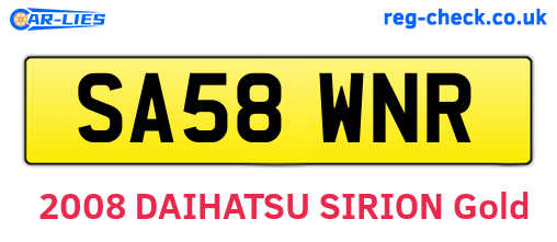 SA58WNR are the vehicle registration plates.