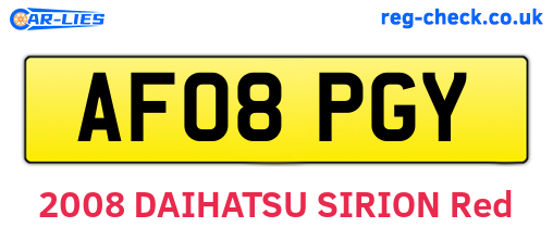 AF08PGY are the vehicle registration plates.