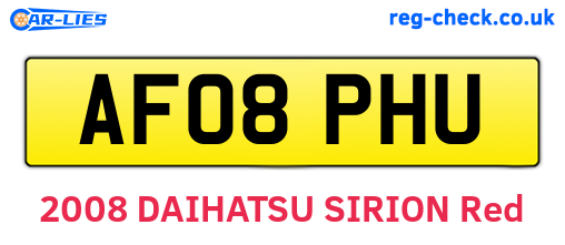 AF08PHU are the vehicle registration plates.