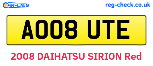 AO08UTE are the vehicle registration plates.