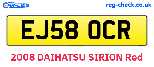 EJ58OCR are the vehicle registration plates.