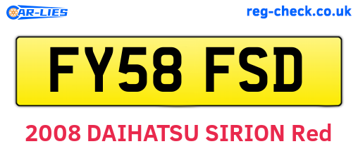 FY58FSD are the vehicle registration plates.