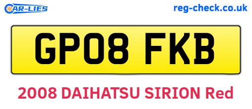 GP08FKB are the vehicle registration plates.