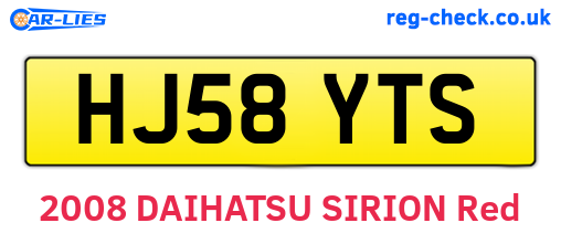 HJ58YTS are the vehicle registration plates.