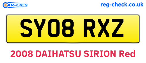 SY08RXZ are the vehicle registration plates.