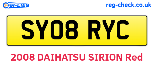 SY08RYC are the vehicle registration plates.