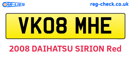 VK08MHE are the vehicle registration plates.
