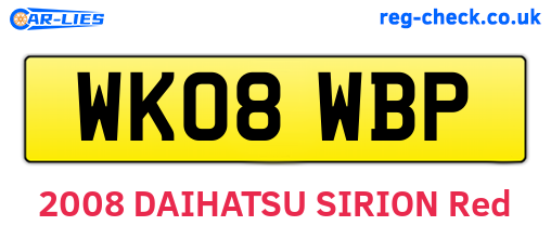 WK08WBP are the vehicle registration plates.