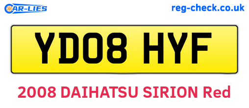 YD08HYF are the vehicle registration plates.