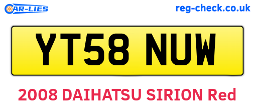 YT58NUW are the vehicle registration plates.