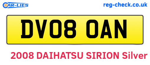 DV08OAN are the vehicle registration plates.