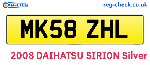 MK58ZHL are the vehicle registration plates.