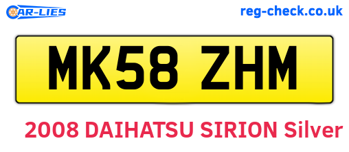 MK58ZHM are the vehicle registration plates.