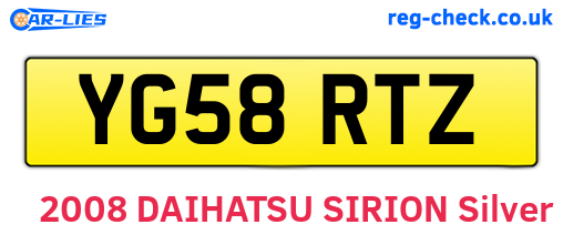 YG58RTZ are the vehicle registration plates.