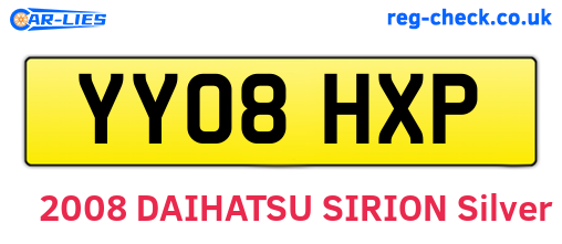 YY08HXP are the vehicle registration plates.