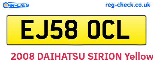 EJ58OCL are the vehicle registration plates.