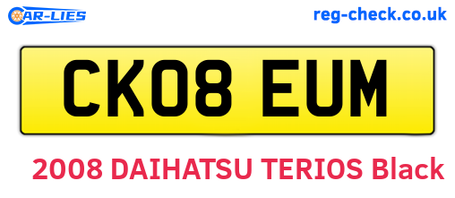 CK08EUM are the vehicle registration plates.