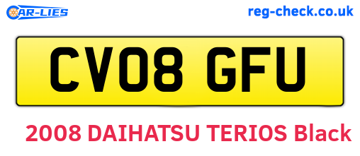 CV08GFU are the vehicle registration plates.