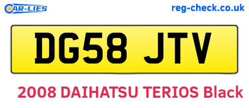 DG58JTV are the vehicle registration plates.