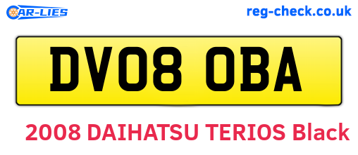 DV08OBA are the vehicle registration plates.