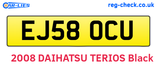 EJ58OCU are the vehicle registration plates.