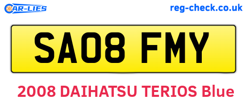 SA08FMY are the vehicle registration plates.