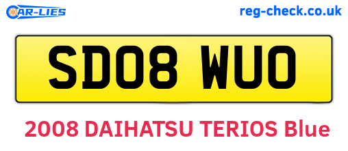 SD08WUO are the vehicle registration plates.