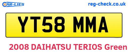 YT58MMA are the vehicle registration plates.