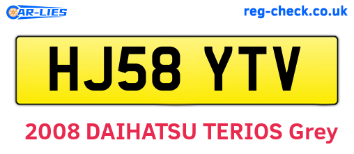 HJ58YTV are the vehicle registration plates.