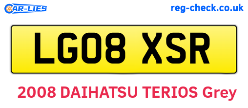 LG08XSR are the vehicle registration plates.