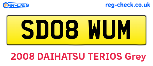 SD08WUM are the vehicle registration plates.